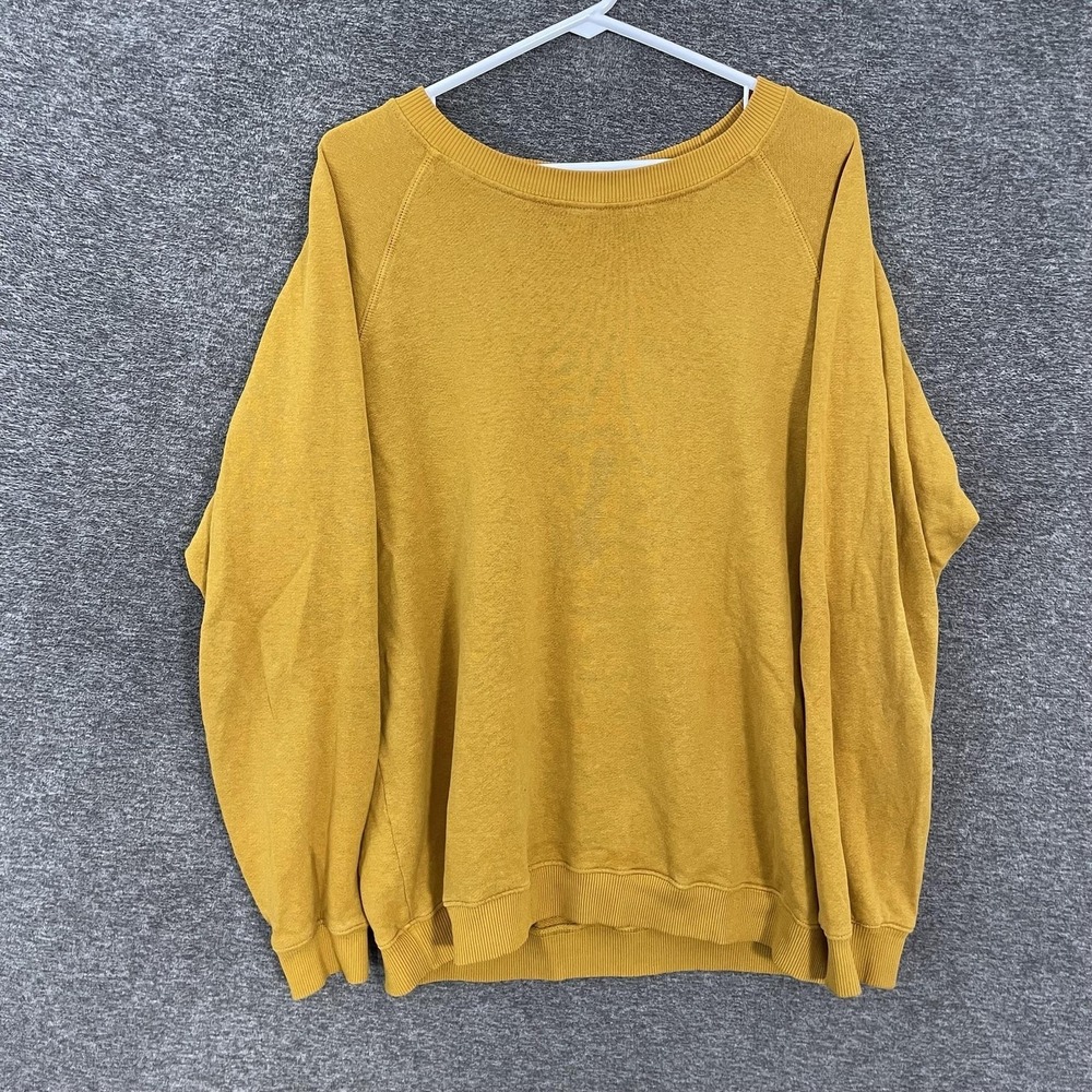 Jungmaven Sweatshirt Mens Large Yellow Bonfire Hemp Cotton Crewneck Made USA